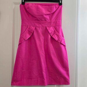 J. Crew Pink Flamenco Strapless Dress w/ Pockets
